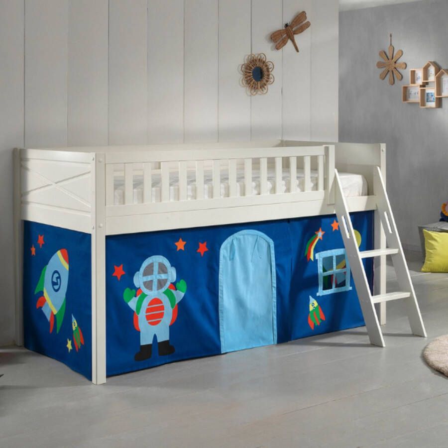 Vipack Hoogslaper Scott met schuine ladder ligoppervlak 90 x 200 cm doek pockets 4 designs