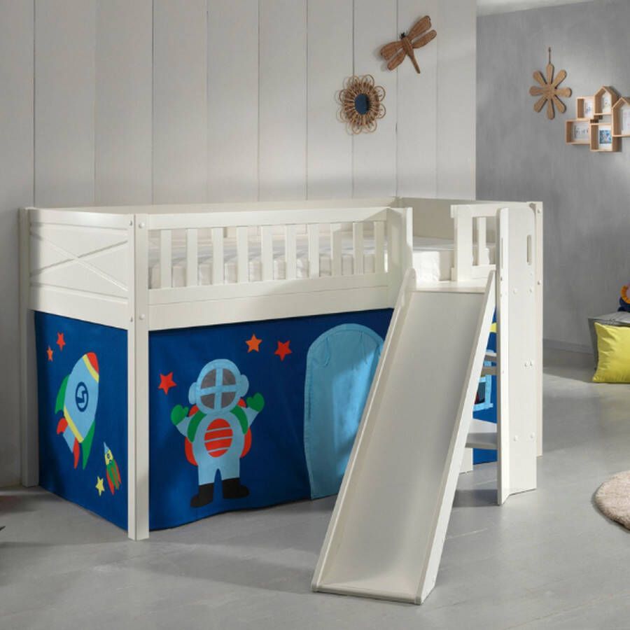 Vipack Hoogslaper Scott m. glijbaan ladder toren ligoppervlak 90 x 200 cm doek tunnel 4 designs