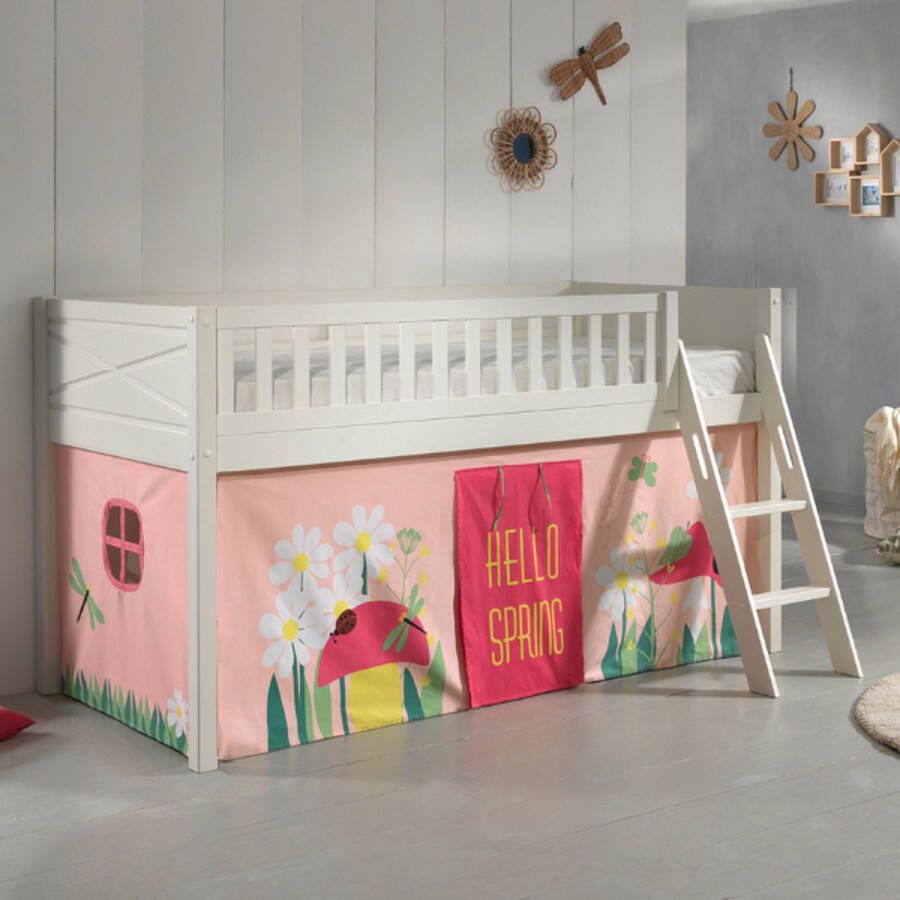 Vipack Hoogslaper Scott met schuine ladder ligoppervlak 90 x 200 cm doek pockets 4 designs