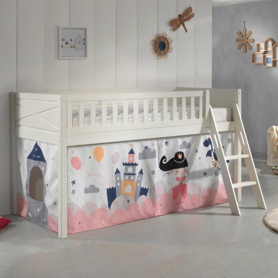 Vipack Hoogslaper Scott met schuine ladder ligoppervlak 90 x 200 cm doek tunnel 7 designs