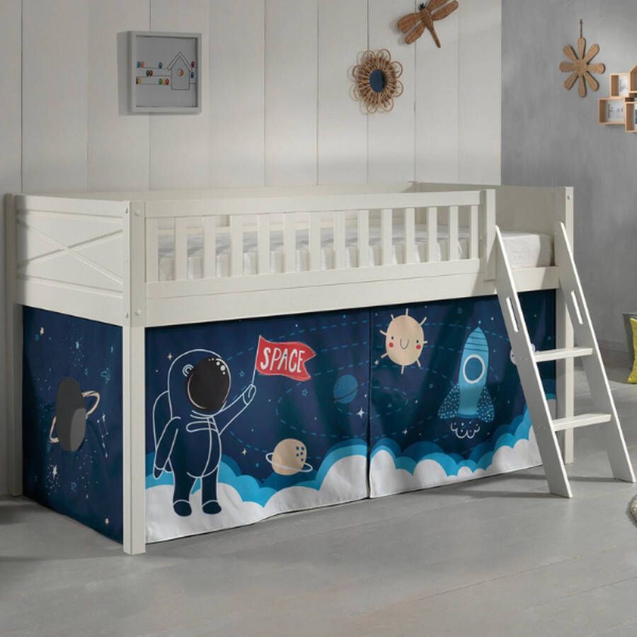 Vipack Hoogslaper Scott met schuine ladder ligoppervlak 90 x 200 cm doek tunnel 7 designs