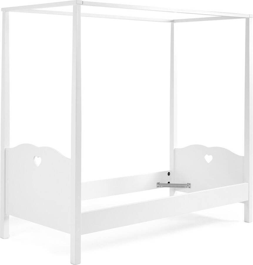 Vipack Hemelbed Amori ligoppervlak 90 200 cm incl. hemelstang zonder textielgordijn stabiel en stevig gebouwd wit gelakt