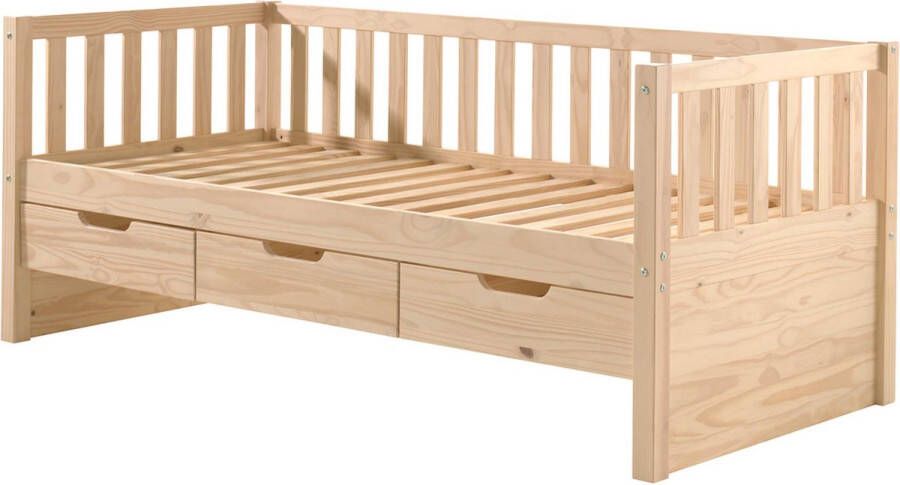 Vipack 1-persoonsledikant Met lades massief dennenhout veel opbergruimte en tijdloos ontwerp