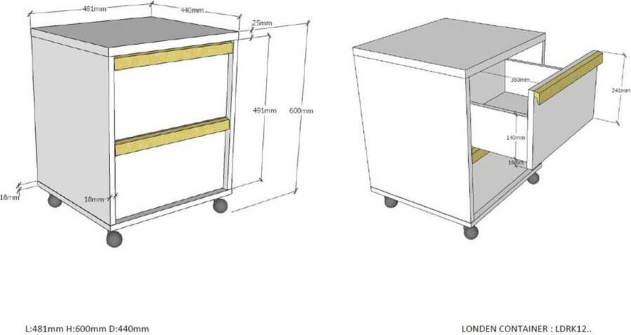 Vipack rolcontainer voor bureau London antraciet 59 7x48 1x40 cm Leen Bakker