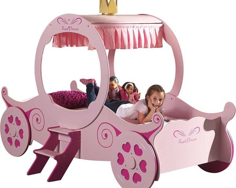 Vipack Kinderledikant Koets met veel applicaties kleine ladder stevig gebouwd