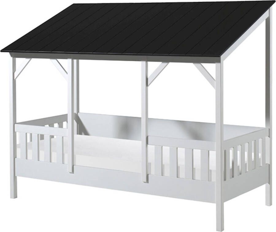 Vipack Kids House bed 90x200 Wit met zwart dak