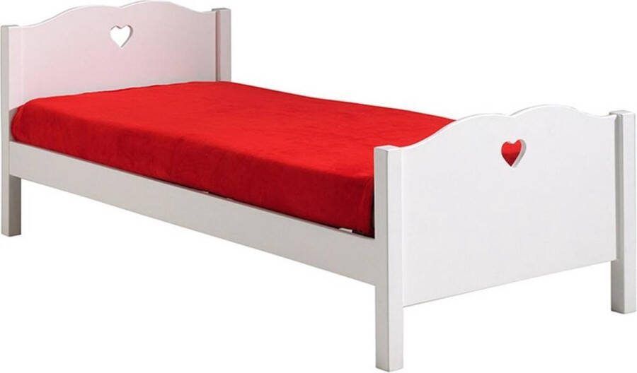 Vipack Kinderledikant Amori met nostalgische hartlook gebogen hoofd- en voeteneinde Metalen hoek als frame-oplegging alleen geschikt voor vaste lattenbodem