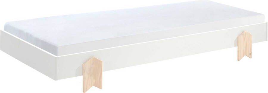 Vipack Kinderledikant Modulo Tienerbed 1-persoons stapelbed met poten in pijl-look