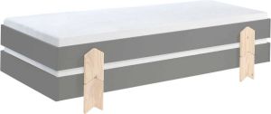Vipack Kinderledikant Modulo Tienerbed 1-persoons stapelbed met poten in pijl-look