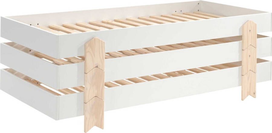 Vipack Kinderbed Modulo arrow stapelbaar set van 3 90x200 Wit