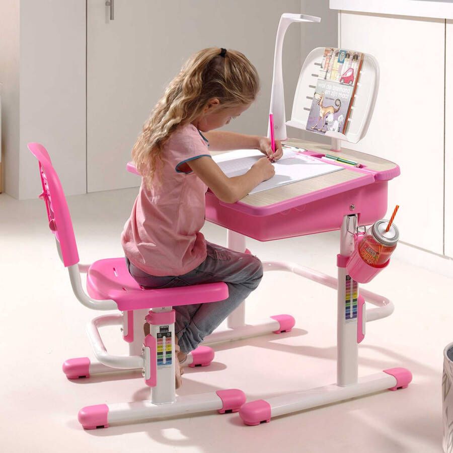 Vipack Kinderbureau Comfortline Scholierenbureau ergonomisch in hoogte verstelbaar met bergruimte (set)