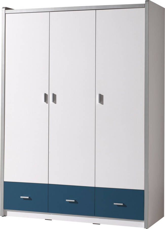 Vipack 3-deurs kledingkast Bonny blauw 202x141x60 cm Leen Bakker