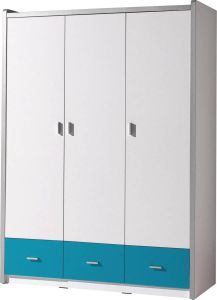Vipack 3-deurs kledingkast Bonny turquoise 202x141x60 cm Leen Bakker