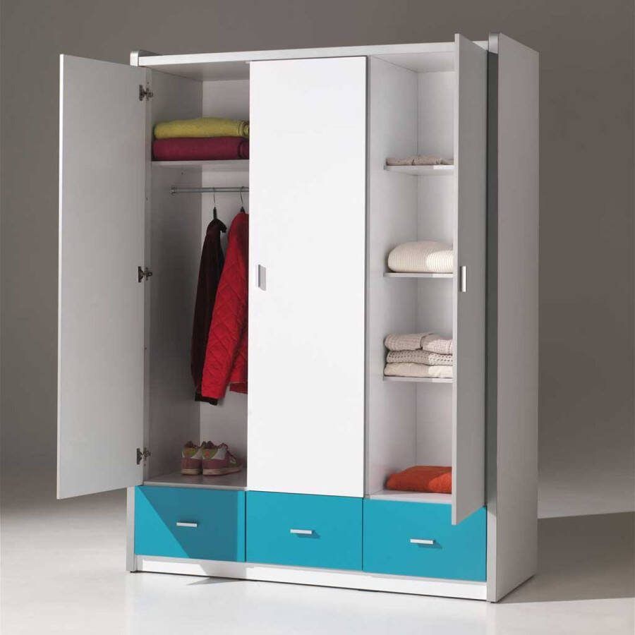 Vipack 3-deurs kledingkast Bonny lichtroze 202x141x60 cm Leen Bakker