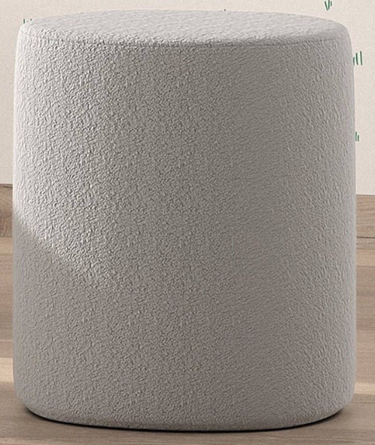 Vipack Hocker Moon hocker in rond met fluffy bouclé stof als zitje of nachtkastje ∅ 41 cm bouclé stof in 4 kleuren