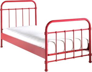 Vipack New York Kinderbed Metalen Bedframe met Lattenbodem 90x200 cm Rood