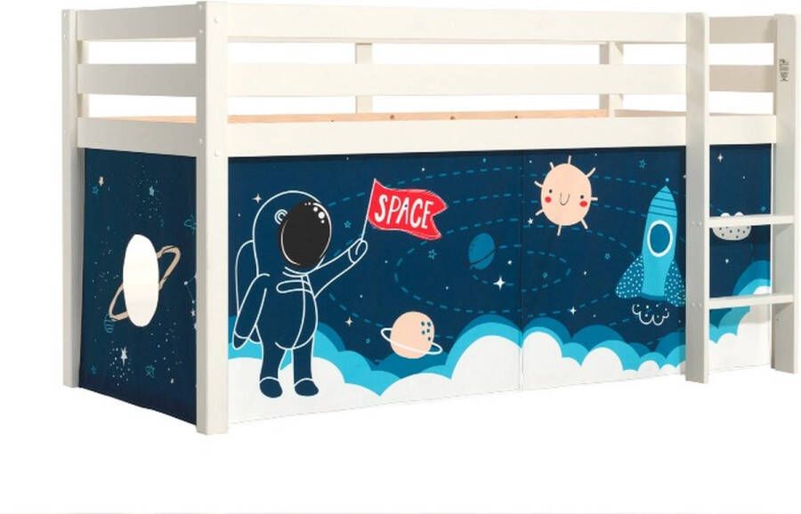 Vipack Speelbed Pino massief dennenhout met lattenbodem en textielset gemaakt in Europa