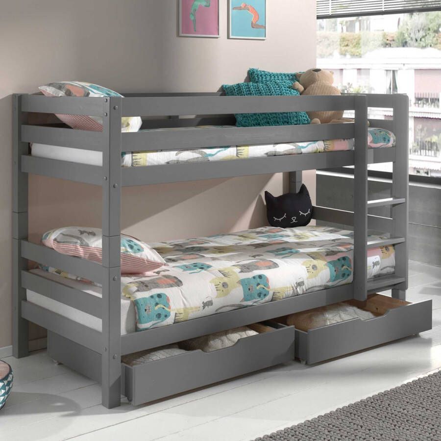 Vipack Stapelbed PINO tot de grond met rolbodems en laden