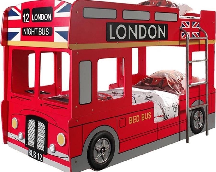 Vipack Stapelbed London in London stadsbuslook het hoogtepunt in de kinderkamer