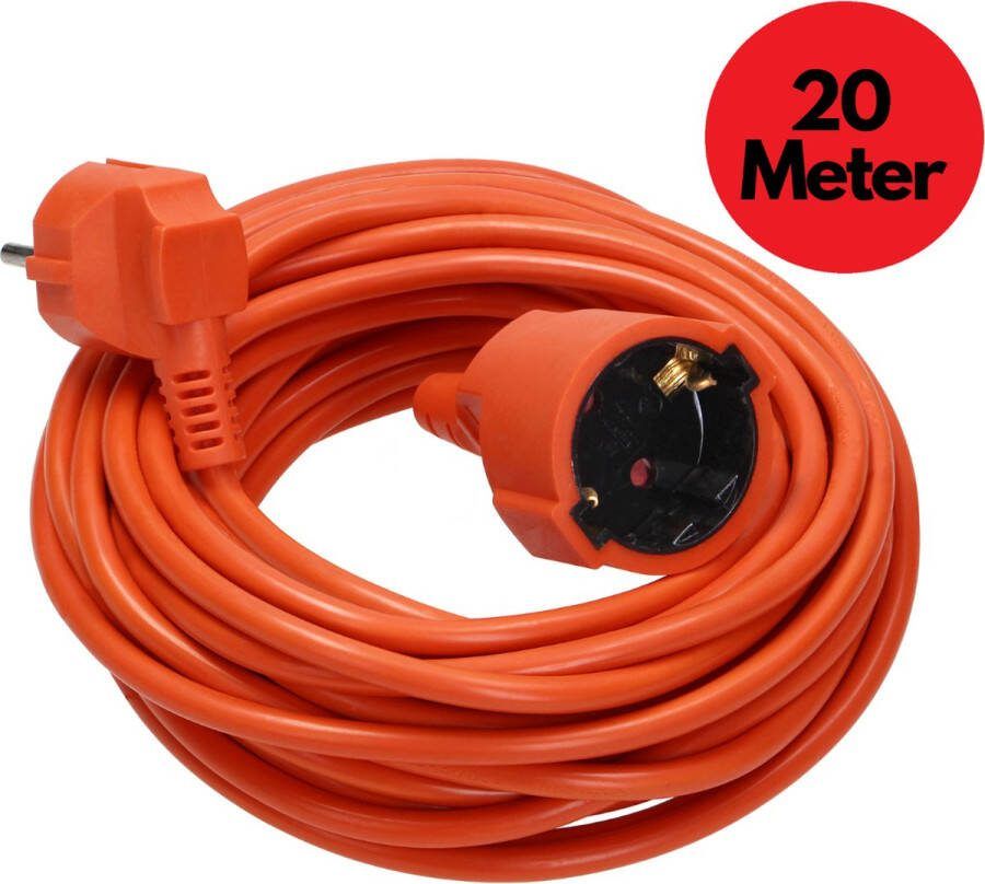 Virone Verlengsnoer 20 meter Verlengkabel buiten voor max. 2300 Watt Verlengsnoer buiten IP20 3 x 1 0 mm² Oranje