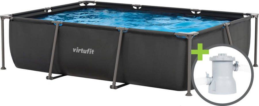 Virtufit Rechthoekig Zwembad 300 x 210 cm Zwembaden Inclusief Filterpomp en cartridge Snelle installatie