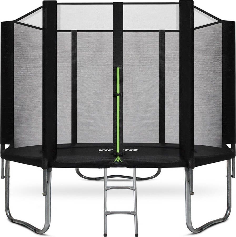 Virtufit Trampoline met Veiligheidsnet 251 cm Water- en UV-bestendig Stevig Frame Met trapje