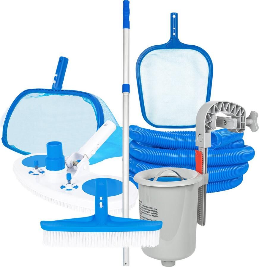 Virtufit Zwembad Schoonmaakset Compleet Onderhoudsset Zwembad onderhoud Zwembad bodemzuiger Zwembadstofzuiger Schepnet zwembad