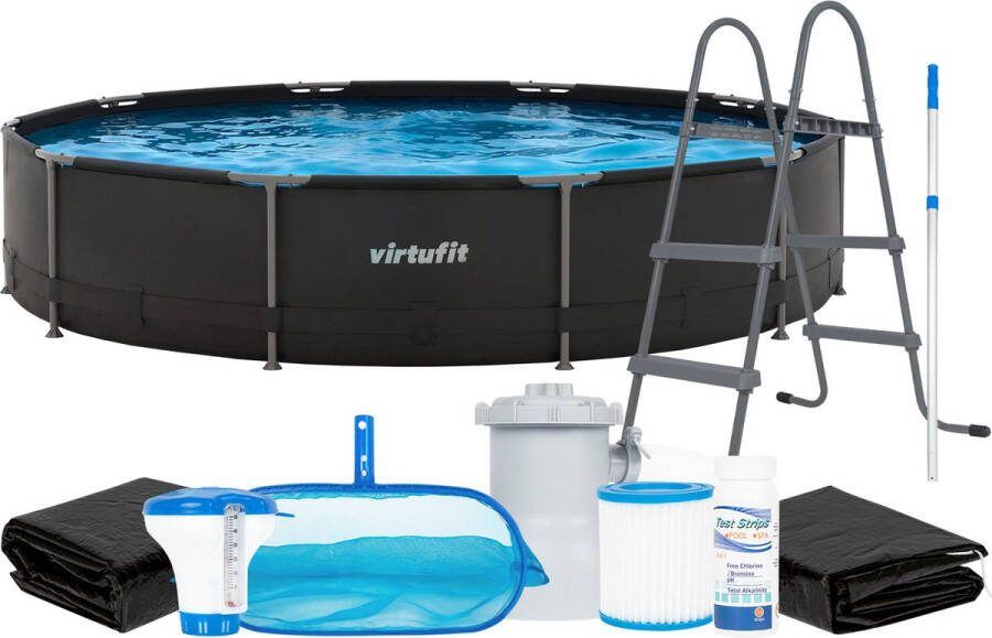 Virtufit Zwembad Rond 366 cm Compleet pakket Zwembaden Grondzeil Afdekzeil Schepnet zwembad onderhoud