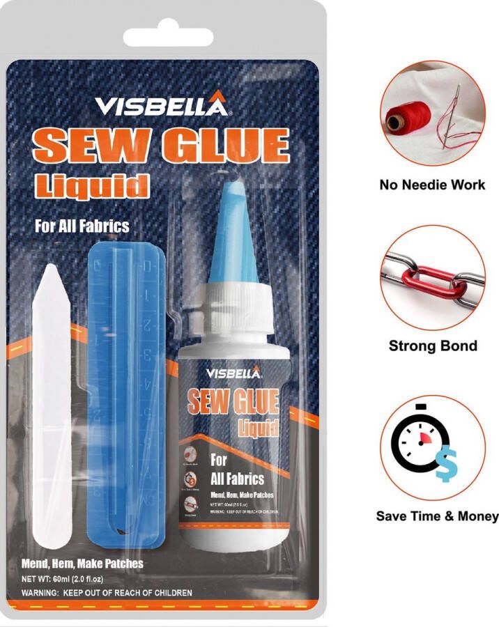 Visabella Visbella Sew Glue Textiellijm Naailijm lijmen als vervanging van naaien transparant en watervast
