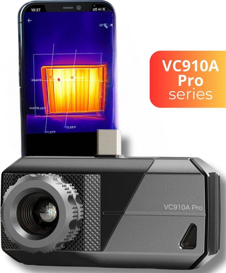 Visaly Warmtebeeldcamera VC910A Pro Warmtemeter Infrarood camera 500 meter bereik Geschikt voor Android & Windows Inclusief opbergcase