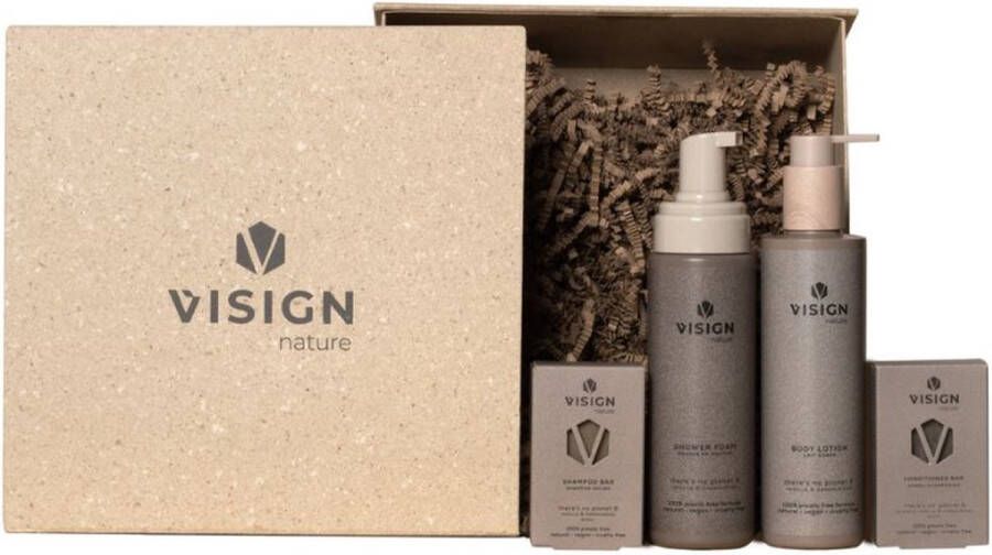 Visign Nature Giftbox Groot Cadeauset No Planet B Showerfoam Bodylotion Shampoo bar & Bar bag