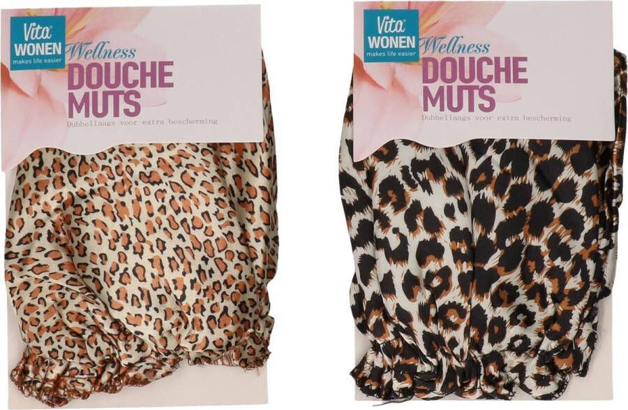 Vita Wonen Douchemuts Panterprint douchemuts tijgerprint douchmuts luipaardprint Douche muts Panterprint shower cap Panterprint dames wellnes muts welnes cap