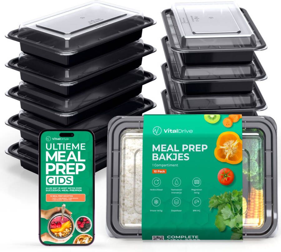 VitalDrive Meal Prep Bakjes Magnetron Bakjes Met Deksel Vershoudbakjes Set Plastic Bakjes 10 stuks