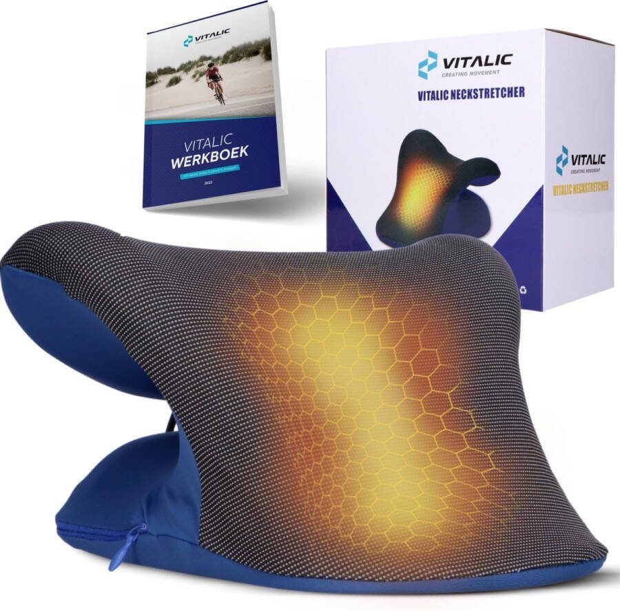 VITALIC Nekstretcher met warmte Incl ONLINE trainingsschema Massage kussen voor Rug en Nekklachten Verwarmde Neck Releaser Shiatsu massagekussen Nek Tractie Apparaat