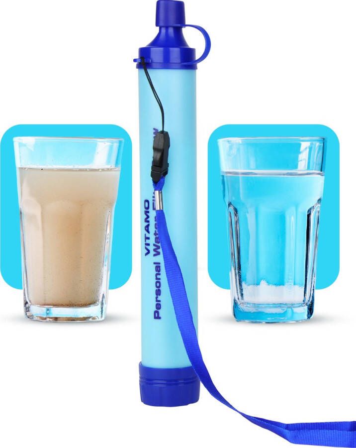 VITAMO Premium Personal Water Filter Straw Complete set Waterfilter Waterfles Outdoor life Survival BPA-vrij Filtert 1500L