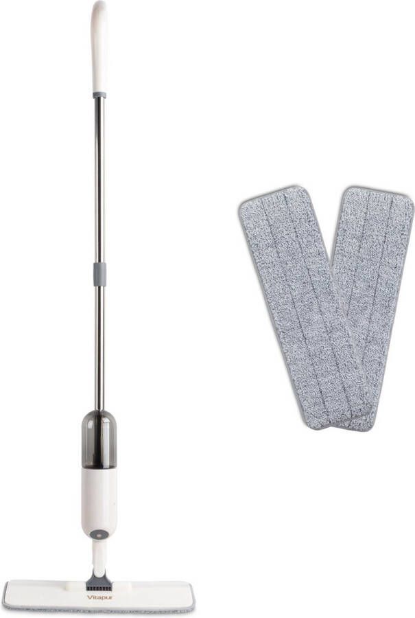 Vitapur Dweilsysteem Dweil Mop Dweilstok Dweilset Dweilapparaat Dweil met Spray Dweilen Dweilmop 360° Draaibaar 2 Microvezel Pads