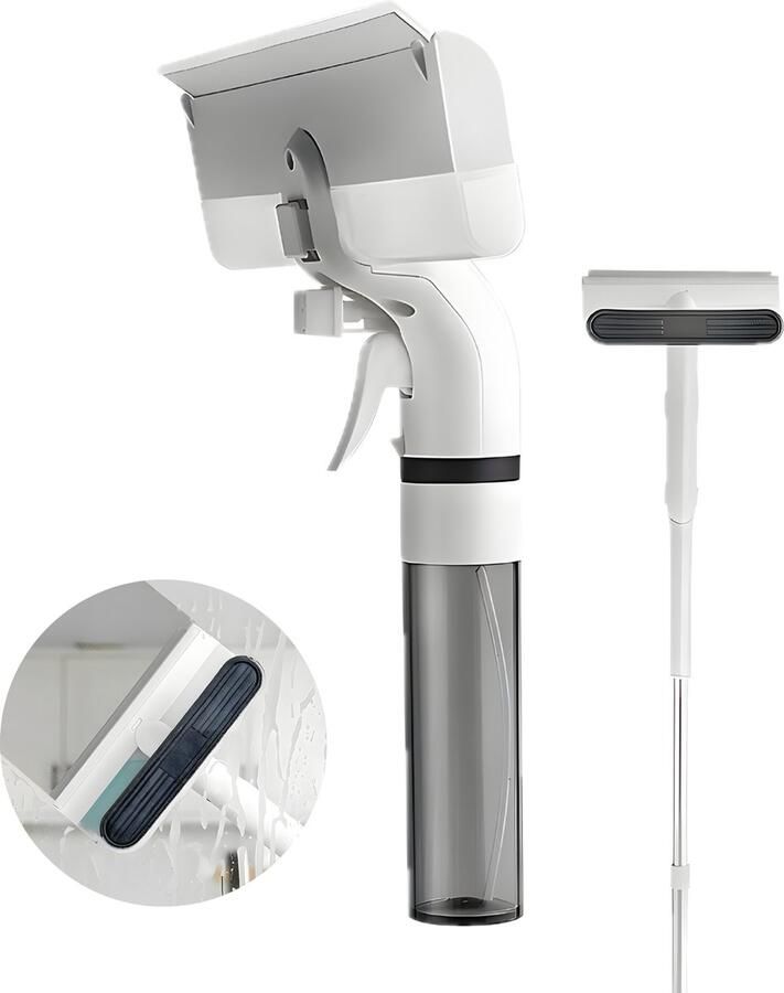 Vitasa all-in Ramenwasser Telescopisch Ruitenreiniger met Sprayfunctie Multifunctionele Ramenwisser Met Steel 110 cm Raamtrekker Wit