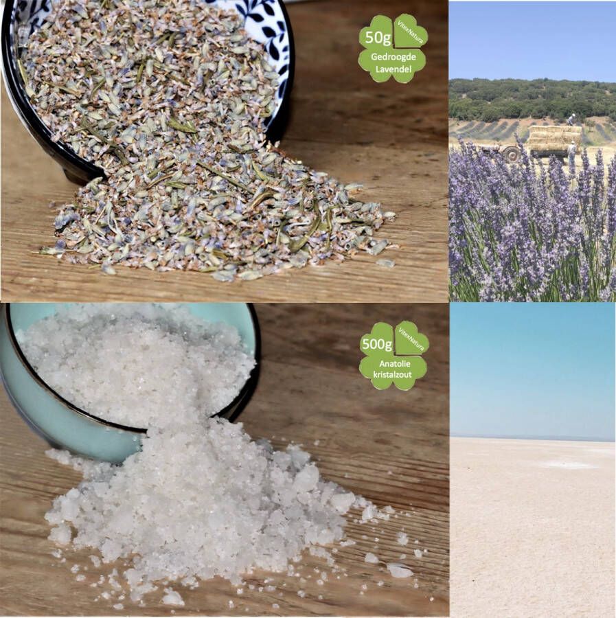 Vitex Natura Maak je eigen badzout Mineralen badzout 500g Ontspannende Lavendel 50g Met een makkelijk recept