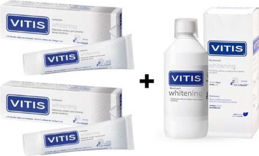 Vitis 2x Whitening tandpasta + 1 Whitening Mondwater