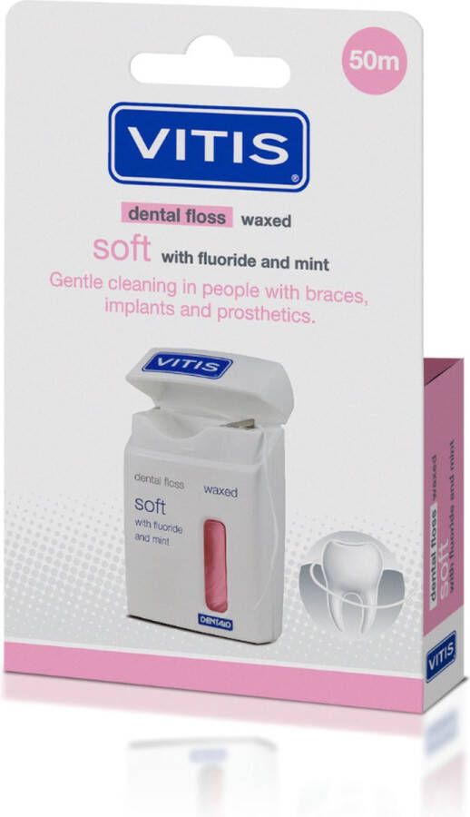 Vitis 4x Soft Waxed Dental Floss Roze 50 mtr