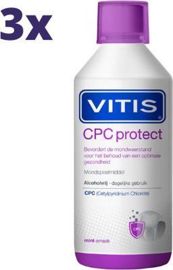 Vitis CPC Protect Mondwater 3 x 500 ml Voordeelpakket