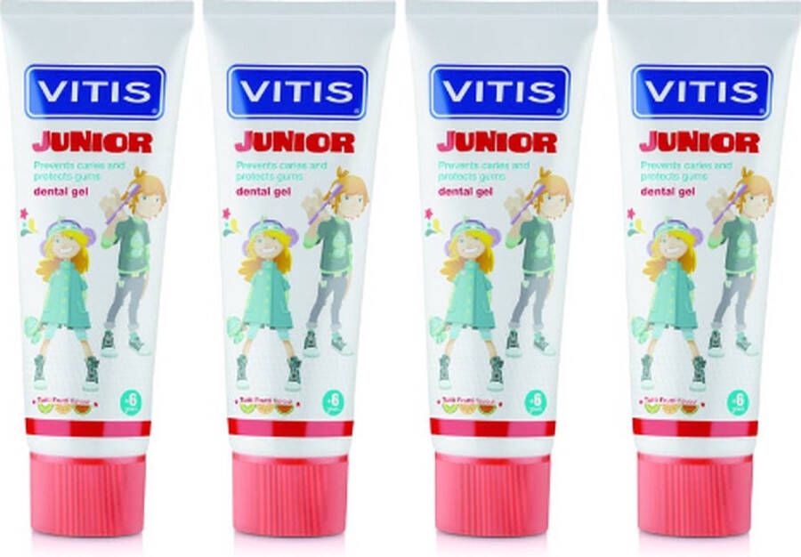 Vitis Junior Tandpasta 4 x 75 ml Voordeelverpakking