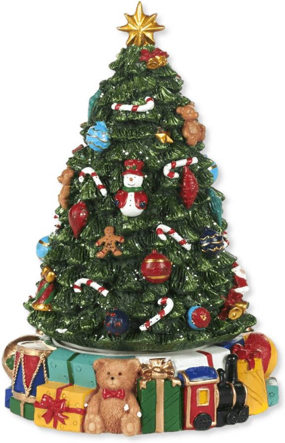 Viv! Home Luxuries Viv! Christmas Kerst muziekdoos Kerstboom met cadeautjes groen 29cm