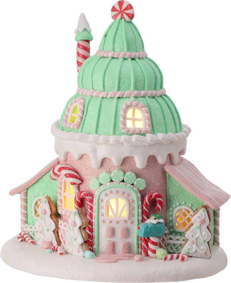 Viv! Christmas Kerstbeeld Gingerbread Ijshoorn Huis incl. LED Verlichting pastel 25cm