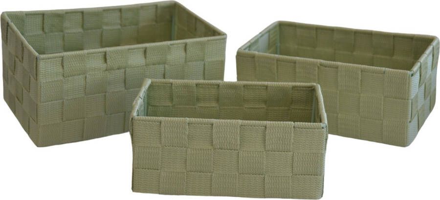 Viva Living Opbergmand Gevlochten 3 Stuks Licht Groen Textiel Lade Organizer Lade Verdeler Opbergmandjes Complete set Opbergbox Gevlochten Opbergmandjes voor in de Badkamer