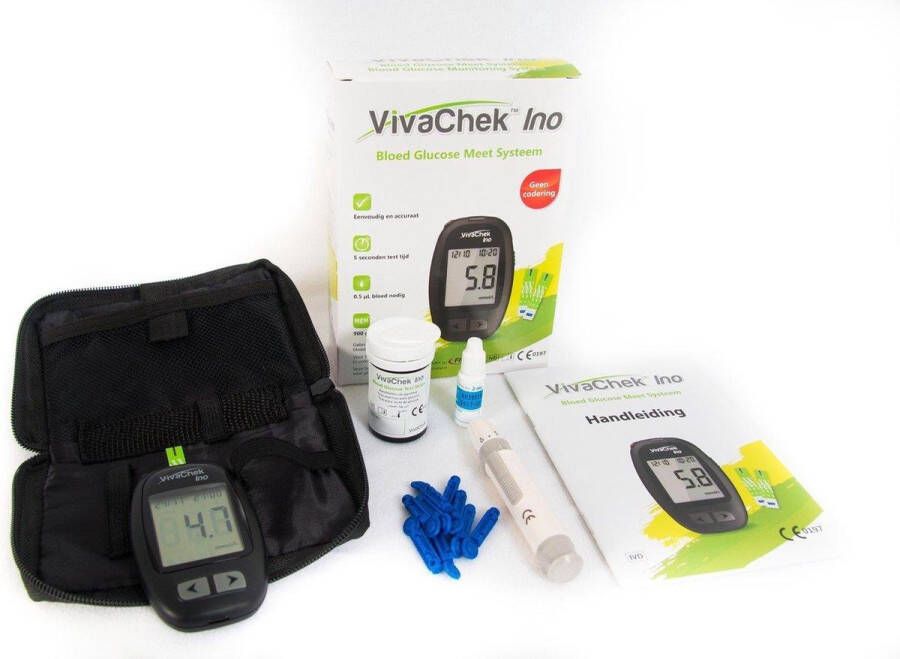 VivaChek Ino glucosemeter Startpakket (inclusief 10 lancetten 10 test strips en een prikpen)