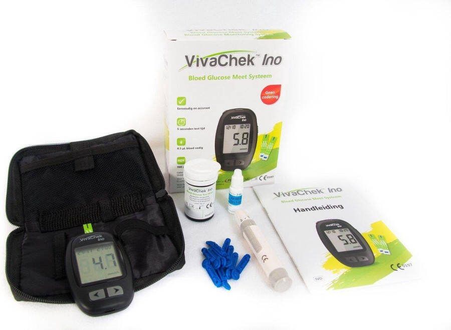 VivaChek Ino glucosemeter Startpakket (inclusief 25 lancetten 25 test strips en een prikpen)