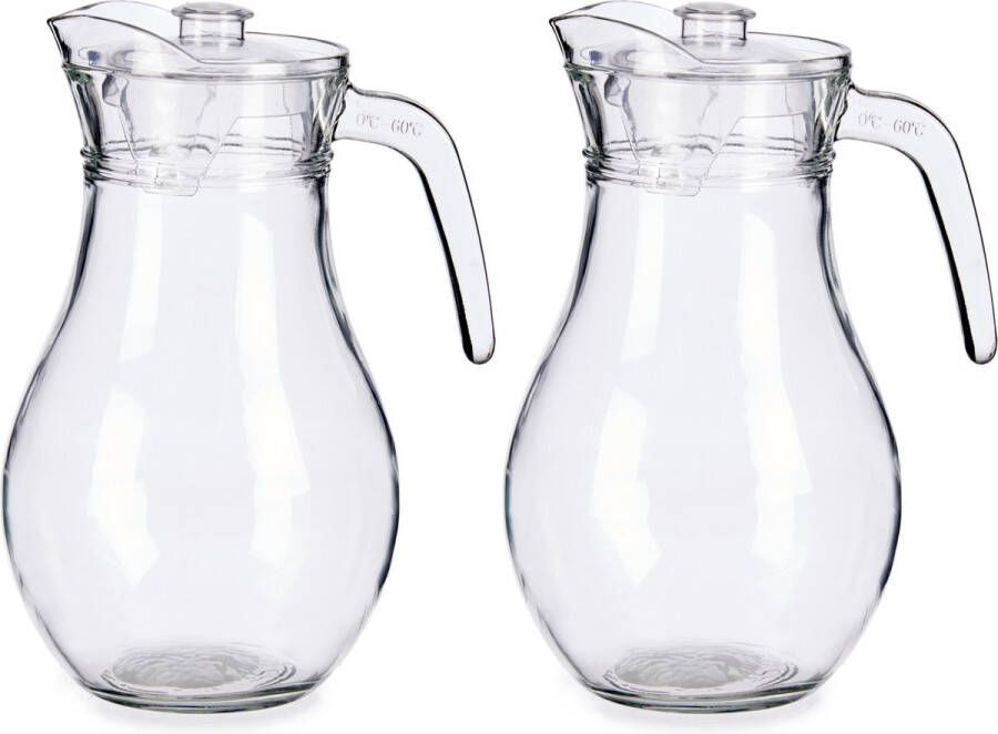 Vivalto 2x stuks glazen sapkan karaf met deksel van 1 8 liter