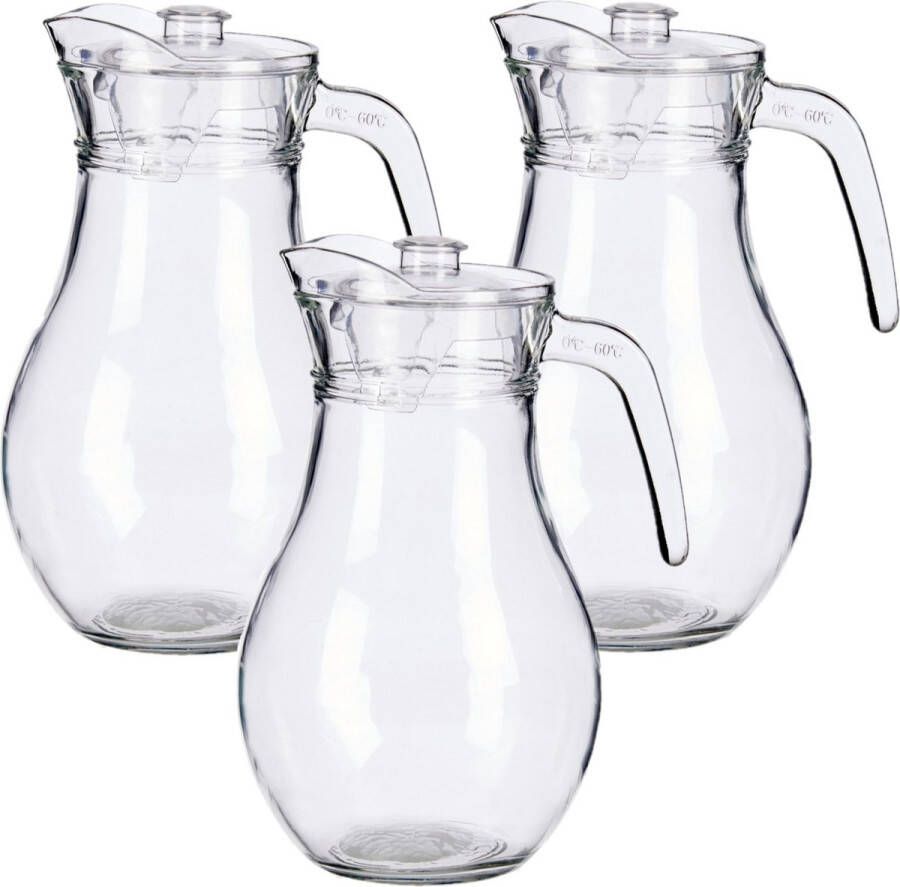 Vivalto 3x stuks glazen sapkan karaf met deksel van 1 8 liter
