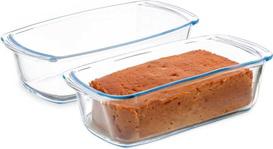 Vivalto Cakevorm bakvorm 2x Borosilicaat glas transparant 27 x 14 x 7 cm cake bakken ovenschotel